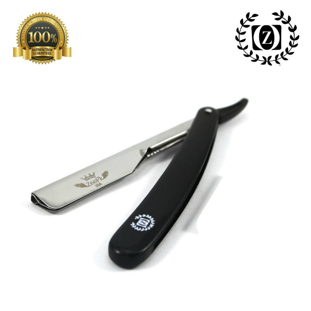 Stainless Steel Straight Razor Shavette with 100 Derby Blades for Barbershops