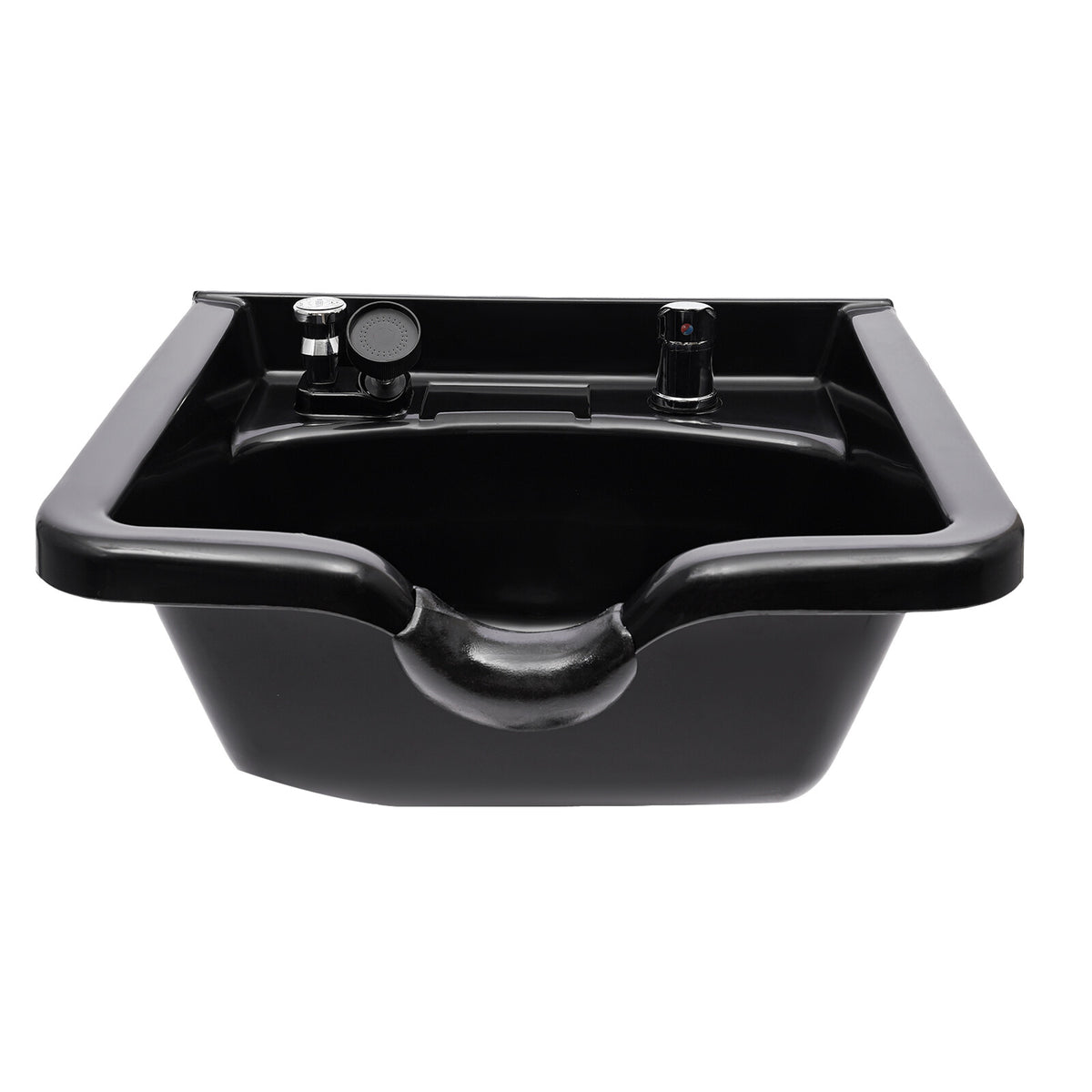 Salon Shampoo Bowl Hair Wash Sink with Hot Cold Water & Neck Rest - Black