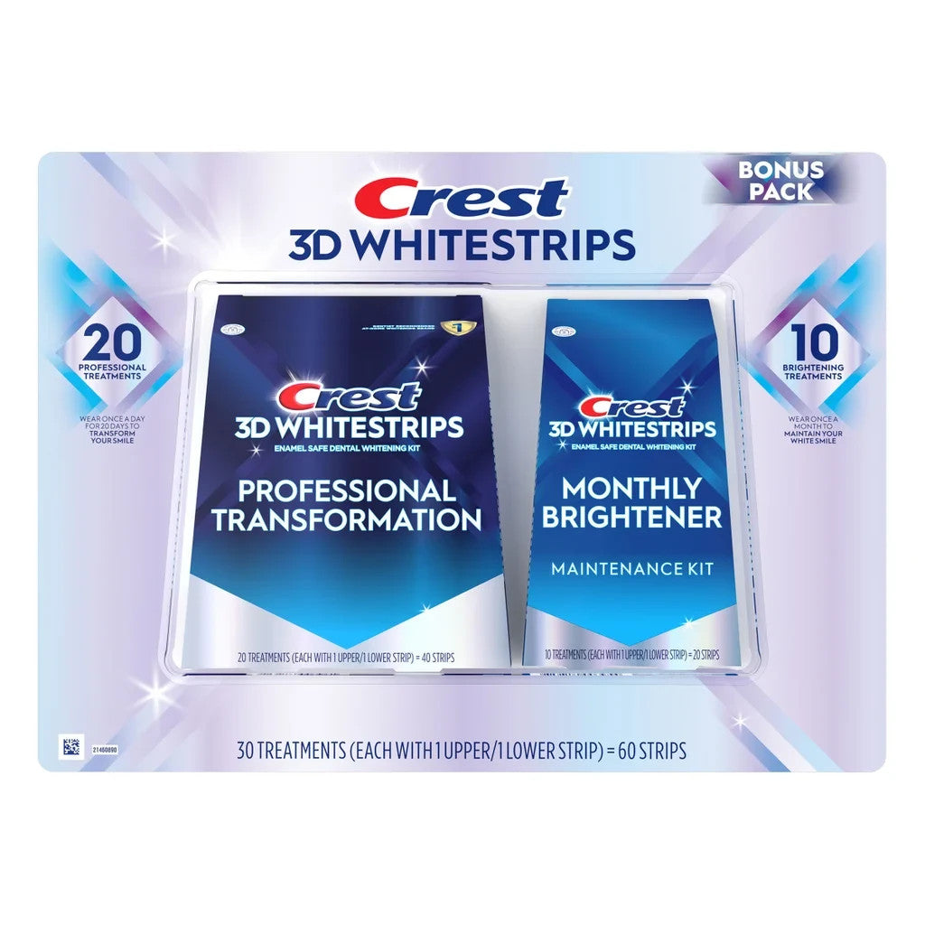 Crest 3D Whitestrips Kit with 60 Strips and Bonus Brightener