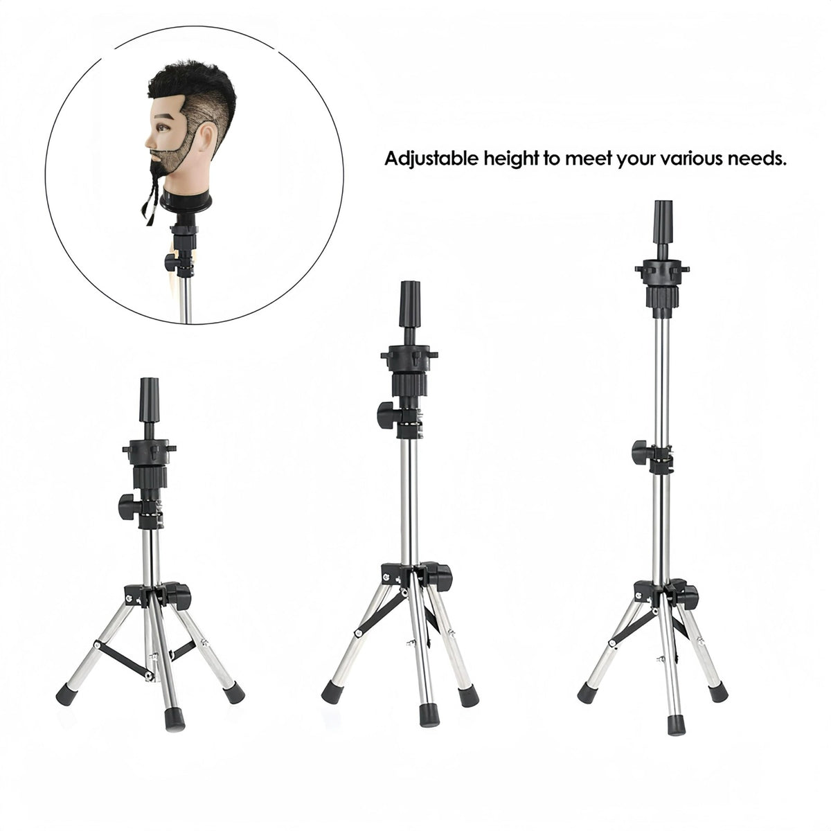 Adjustable 25-Inch Wig Mannequin Head Stand Tripod for Hat and Wig Display