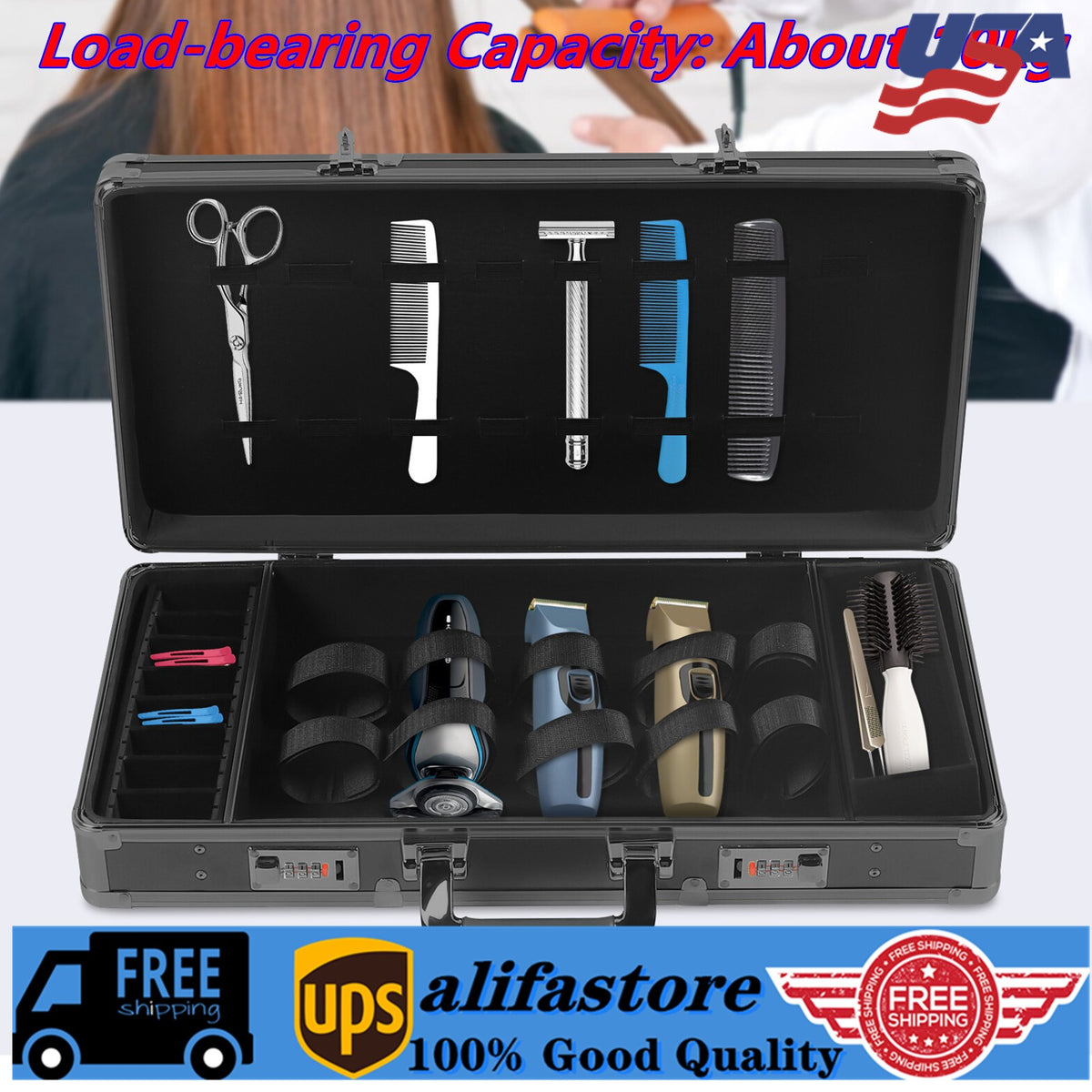 Barber Stylist Carrying Case for Clippers Trimmers & Scissors - Travel Organizer
