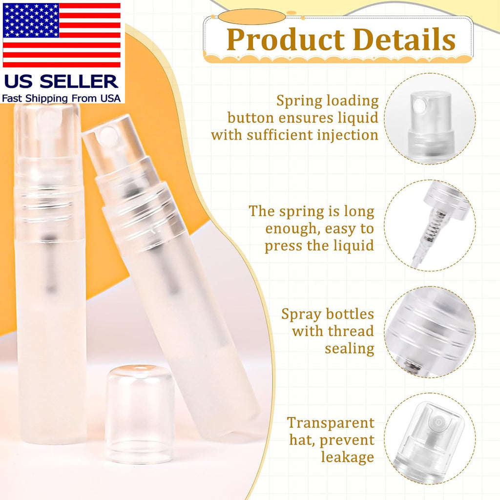 Mini Spray Bottles - 6 Pack 5ml Portable Refillable Plastic Travel Containers