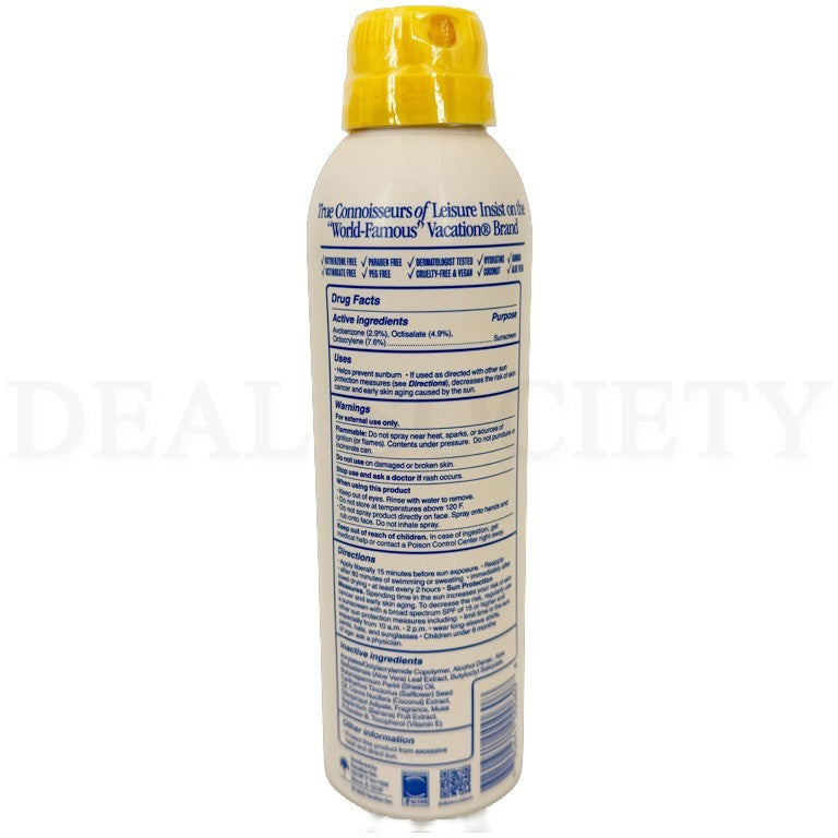 SPF 30 Sunscreen Spray with Pineapple Scent - 6oz Lot of 2, Water-Resistant, Lightweight, Reef Safe