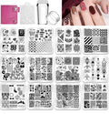 Nail Stamping Plates Set 12Pcs with Stamper, Scraper & Storage Bag - Nail Art Tools