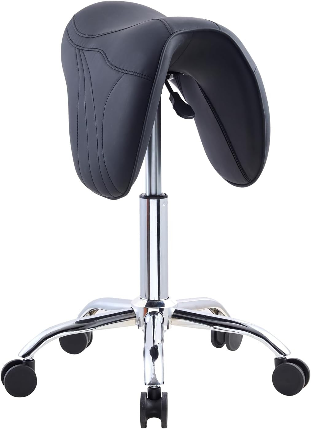Adjustable Saddle Stool with Wheels for Salon Hair Stylist & Spa