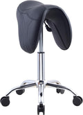 Adjustable Saddle Stool with Wheels for Salon Hair Stylist & Spa