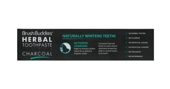 Herbal Charcoal Toothpaste Fluoride-Free Whitening Cool Mint 3.5oz