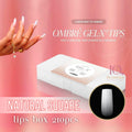 Gel Nail Tips Set - Ombre Natural Square Medium Tips, 14 Sizes, 210pcs