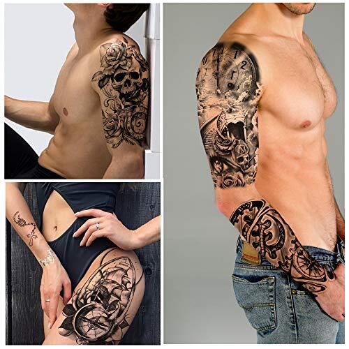 Temporary Tattoo Stickers Set - 36 Large Body Arm Chest Shoulder Tattoos 9.45 x 6.69 in