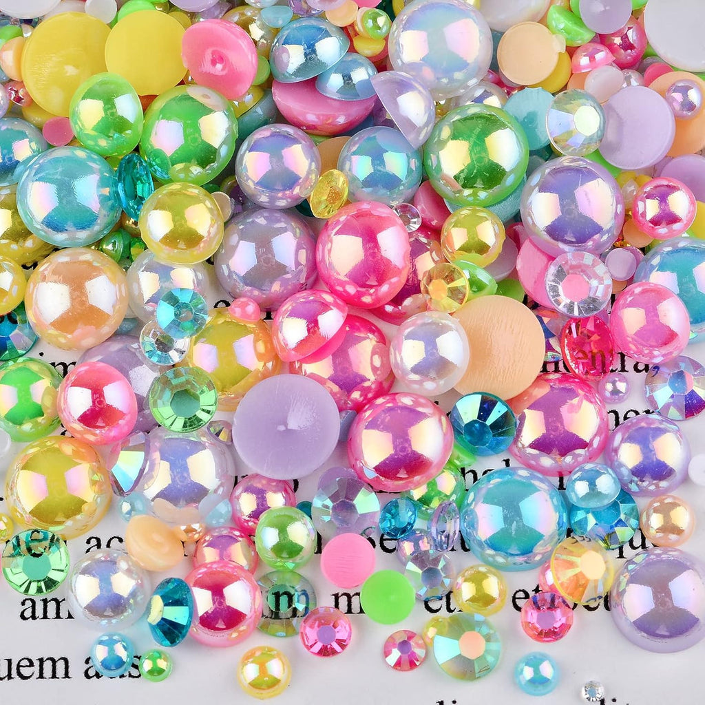 Resin Rhinestones and Half Pearls Kit for Nail Art and Crafting - 3900+ Pieces
