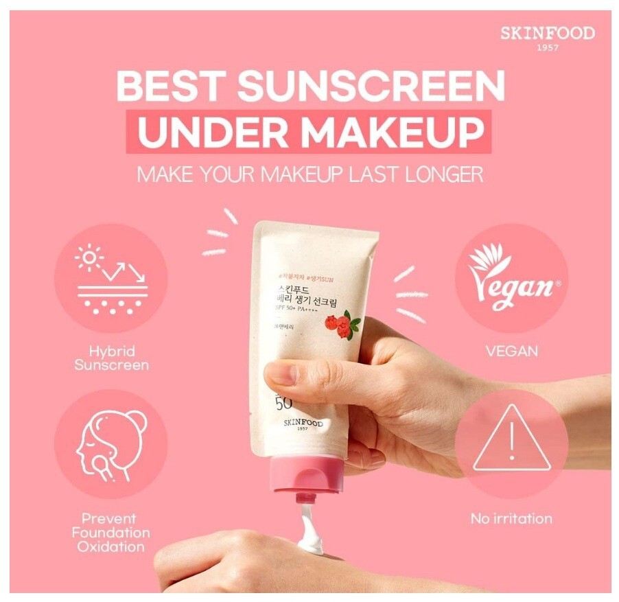 Vegan Sun Cream SPF 50+ PA++++ with Cranberry Extract - Lightweight, Dewy Finish, Eco-Friendly Packaging