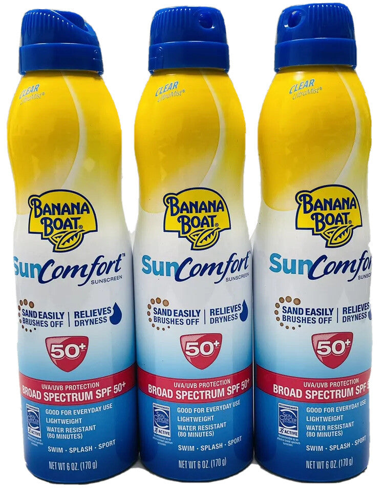 Banana Boat SunComfort SPF 50+ Clear Ultralight Spray 6oz - Pack of 3