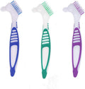 Denture Cleaning Brush Set - Portable False Teeth Brushes with Multi-Layered Soft Bristles