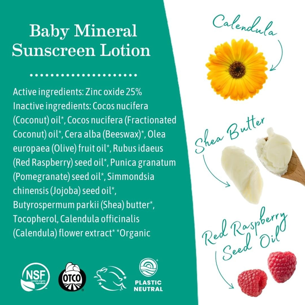 Mineral Sunscreen Lotion SPF 40 for Sensitive Skin - Baby & Family Safe, Water Resistant 3 oz