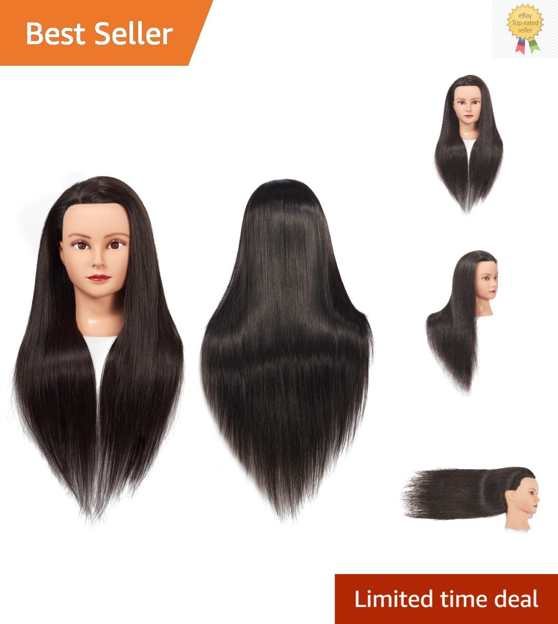 Synthetic Hair Mannequin Head for Hair Practice 26-28 Inches