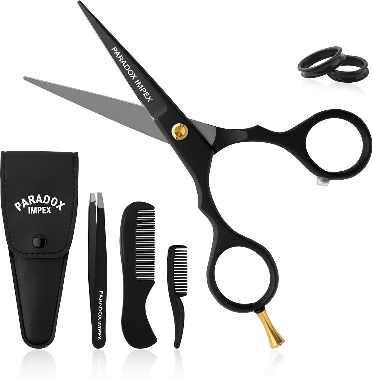 5-Inch Beard and Mustache Scissors with German Stainless Steel Blades, Pouch & Tweezers
