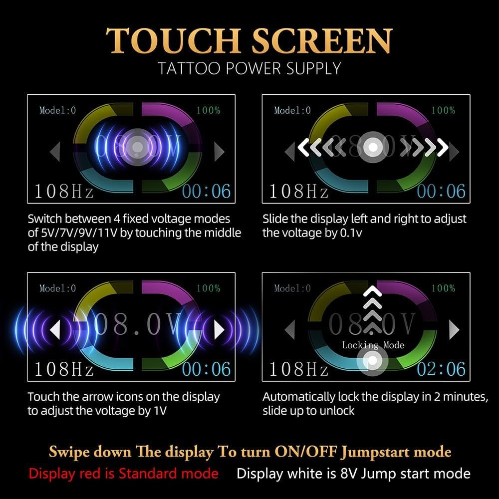 Ambition S1 Touch Screen Tattoo Power Supply – 1600mAh Lithium Battery