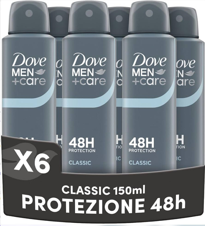 Men's Deodorant Spray 150ml x 6 Pack Long-Lasting 48H Freshness