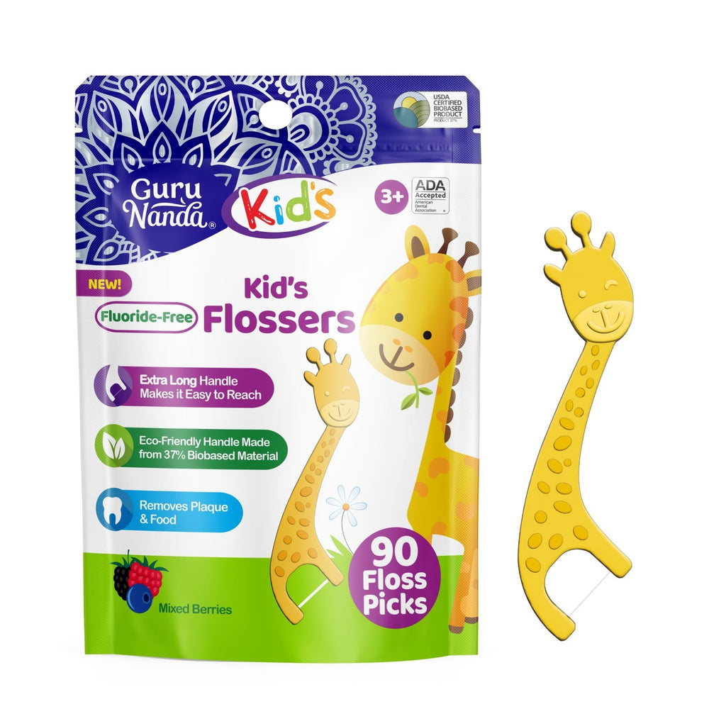 Kids Dental Floss Picks with Giraffe Design - 90 Count, Safe & Tasty