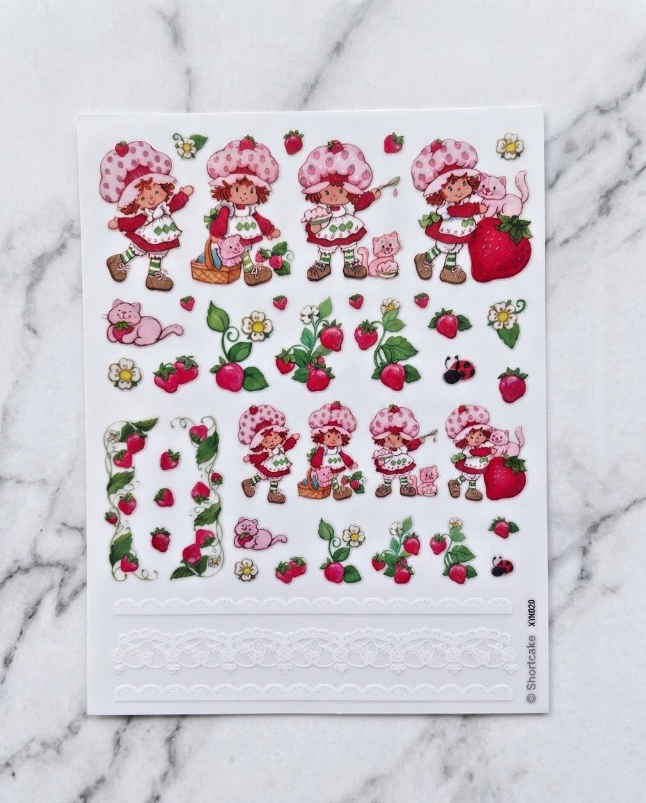 Strawberry Shortcake Character Nail Art Stickers - 3D Decals for Nails