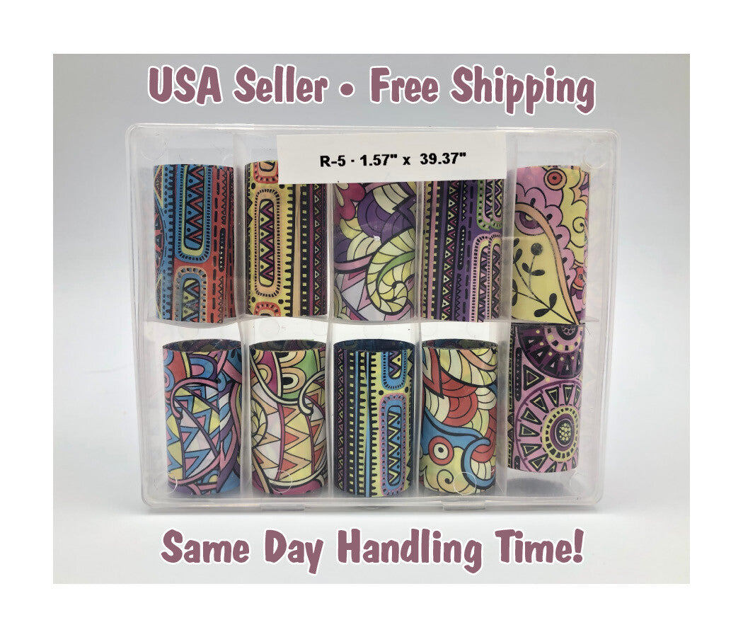 Nail Foil Transfer Decals - Floral Nail Art Wraps for Manicure