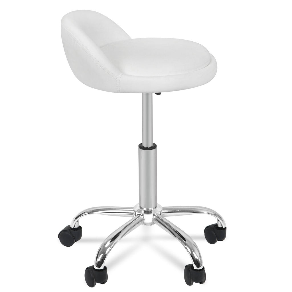 Hydraulic Salon Stool with Backrest Adjustable Height 5 Wheels Swivel
