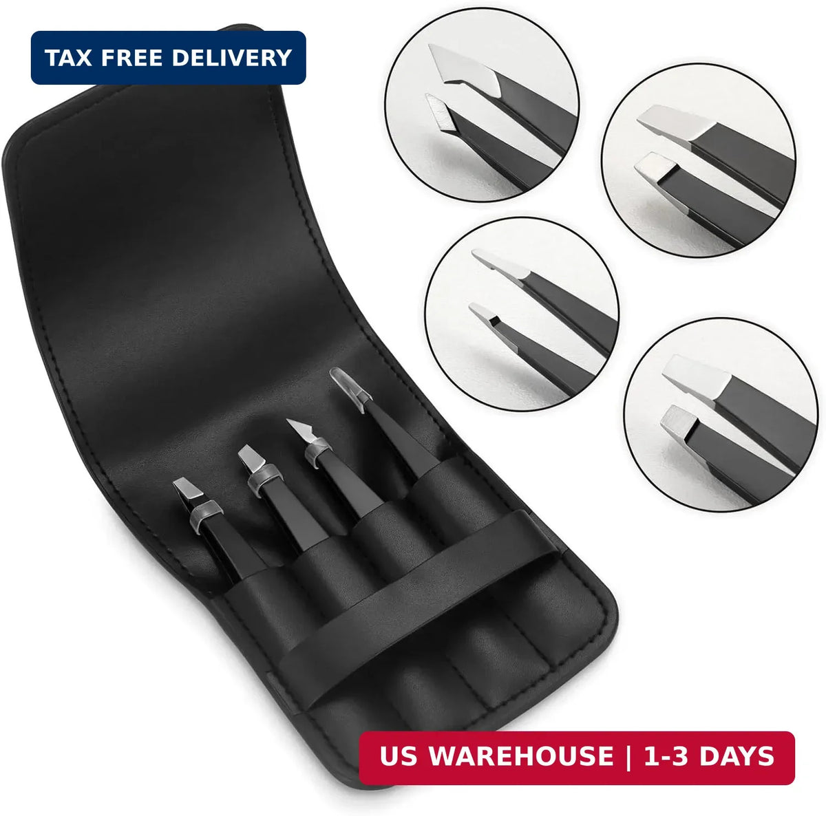 Professional Stainless Steel Tweezers Set for Eyebrows & Facial Hair Removal