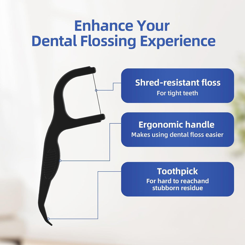 Biodegradable Charcoal Dental Floss Picks Eco-Friendly Bamboo Toothpick & Floss