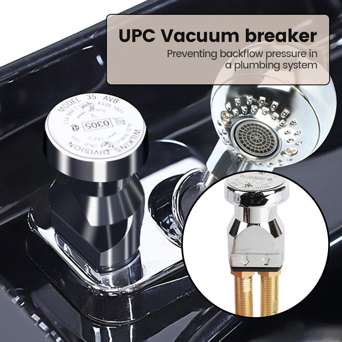 Salon Shampoo Bowl Faucet Kit with Vacuum Breaker, Hose & Sprayer