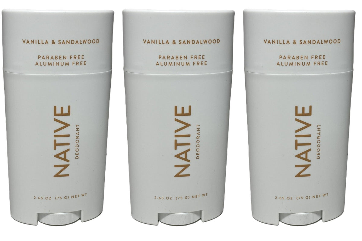 Native Vanilla & Sandalwood Aluminum Free Deodorant 3 Pack - 2.65 oz Sticks
