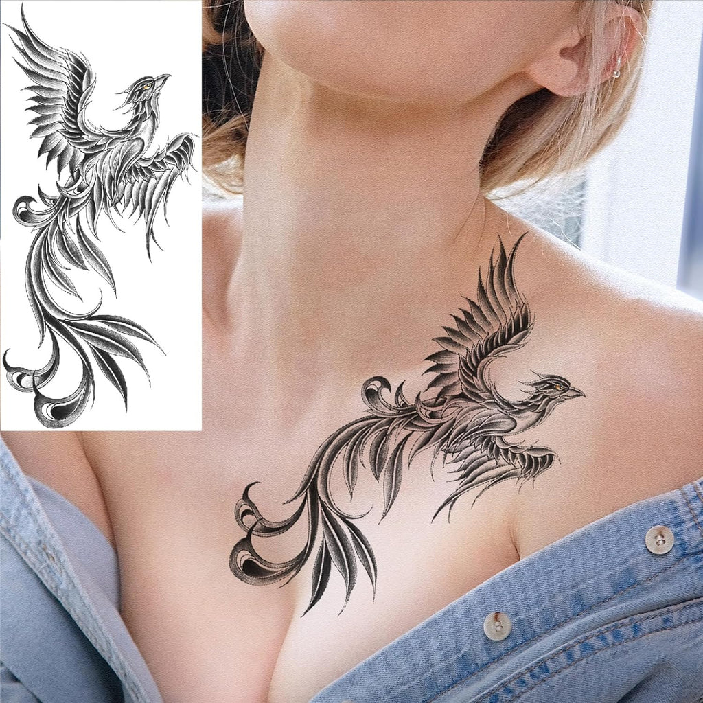 10 Sheet Realistic Chinese Floral Dragon Temporary Tattoo for Women