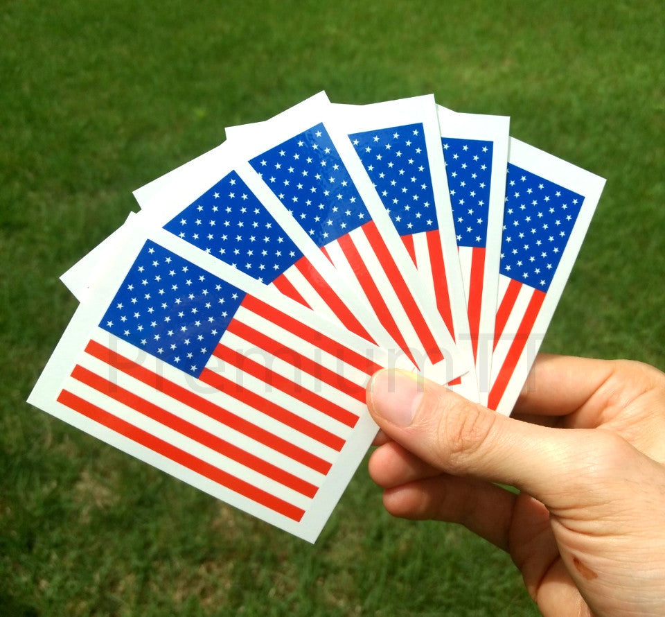 Xtra Large U.S. Flag Temporary Tattoos – 8 Pack, Waterproof 3.25" x 2.13"