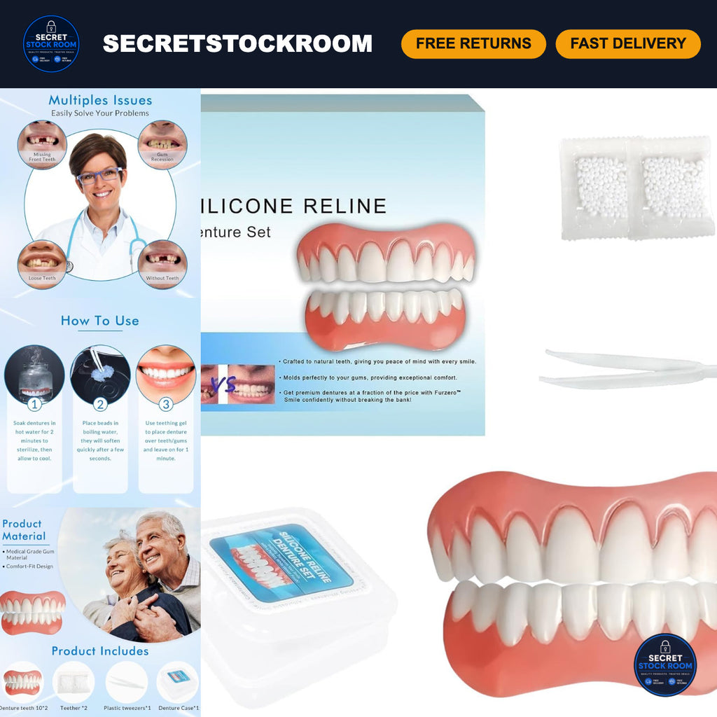 Moldable Silicone Denture Set - Comfortable Fake Teeth & Veneers
