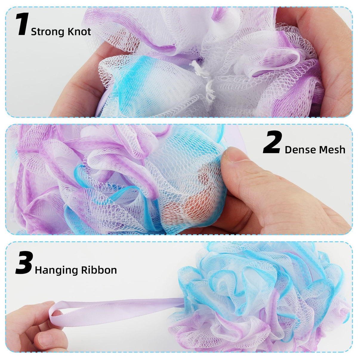 Large Size Bath Loofah Sponges 4 Pack Exfoliating Shower Scrubbers
