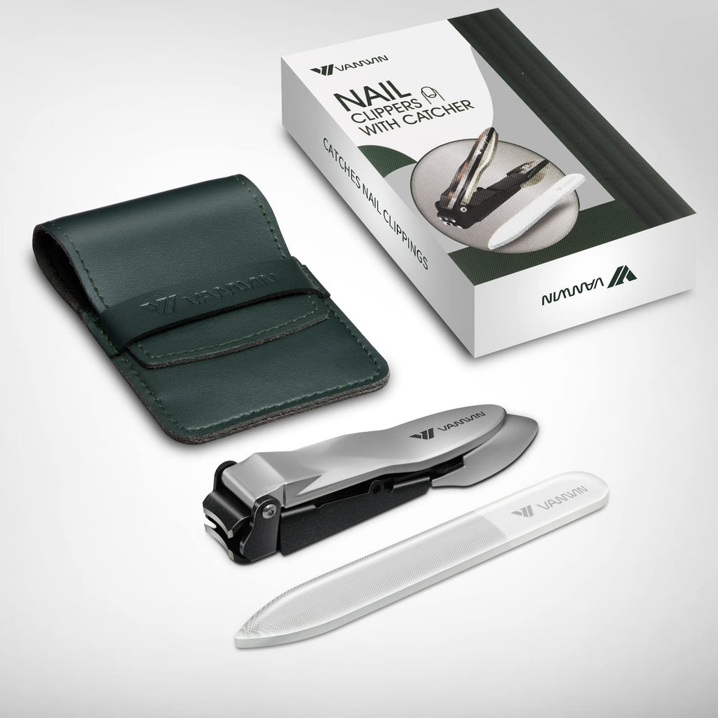 Nail Clippers with Catcher - Stainless Steel Fingernail and Toenail Trimmers