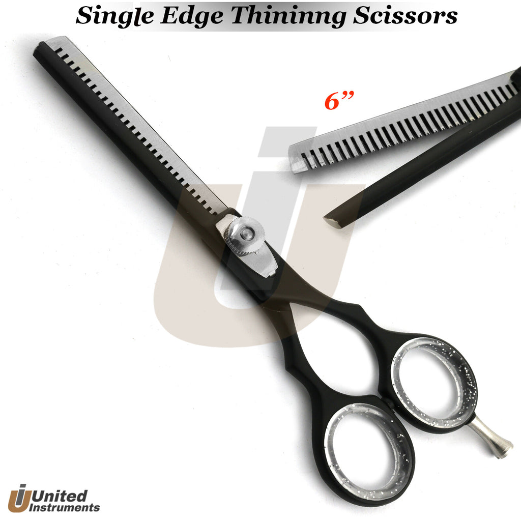 Professional Barber Hair Cutting Shears Set with Thinning & Razor Blades - 6 Inch