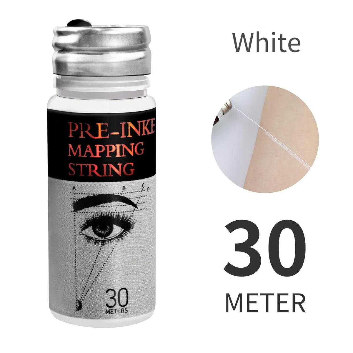 Microblading Eyebrow Mapping Kit with 30m White Mapping String & 20g White Brow Paste