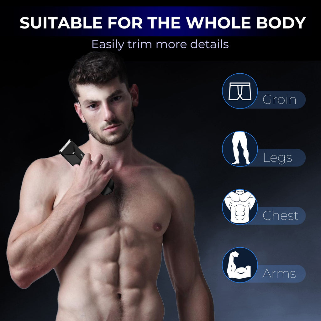 Cordless Electric Body Hair Trimmer for Men, Rechargeable Beard & Body Grooming Razor