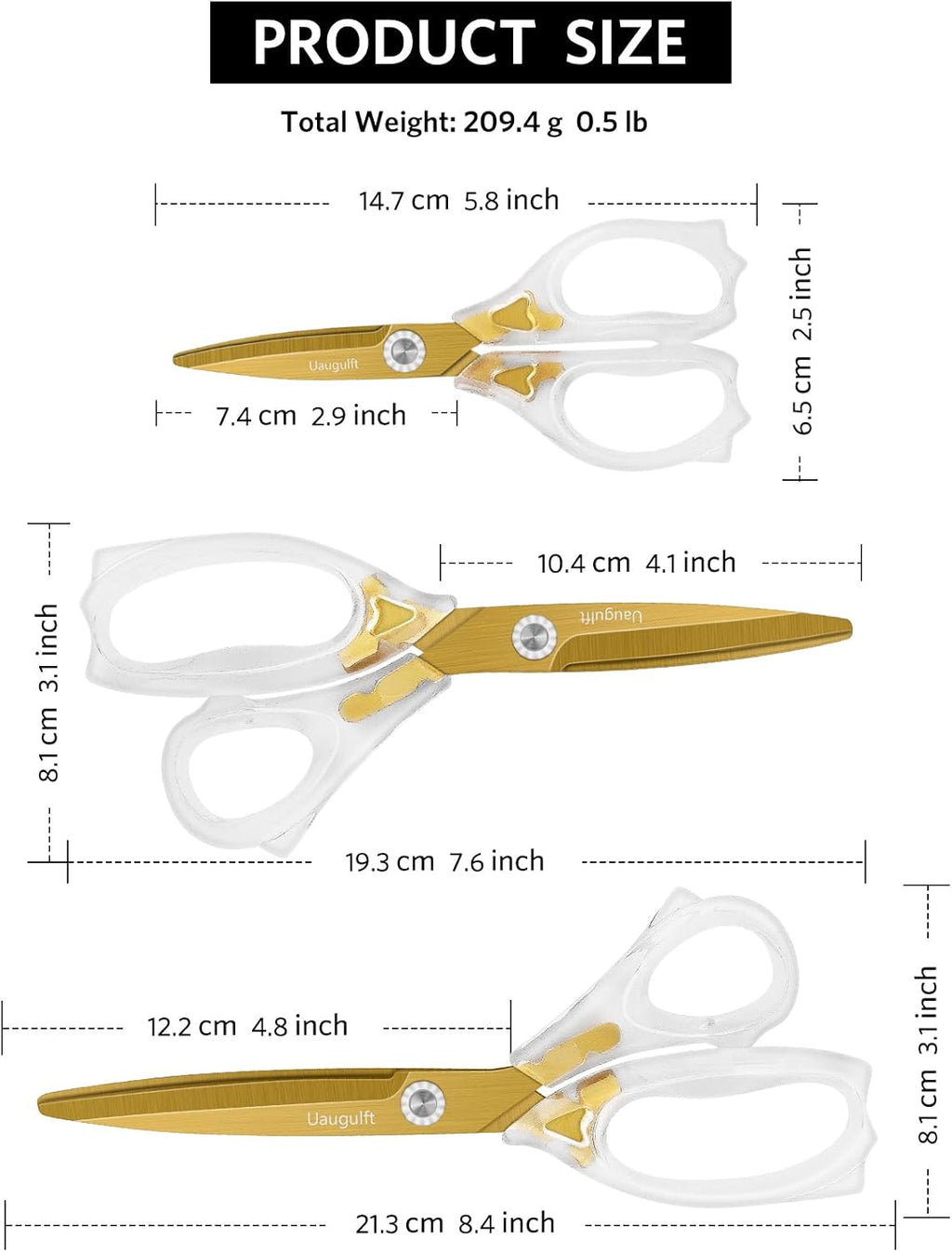 Multi-Purpose Acrylic Scissors Set with Titanium-Coated Blades and Ergonomic ABS Handles
