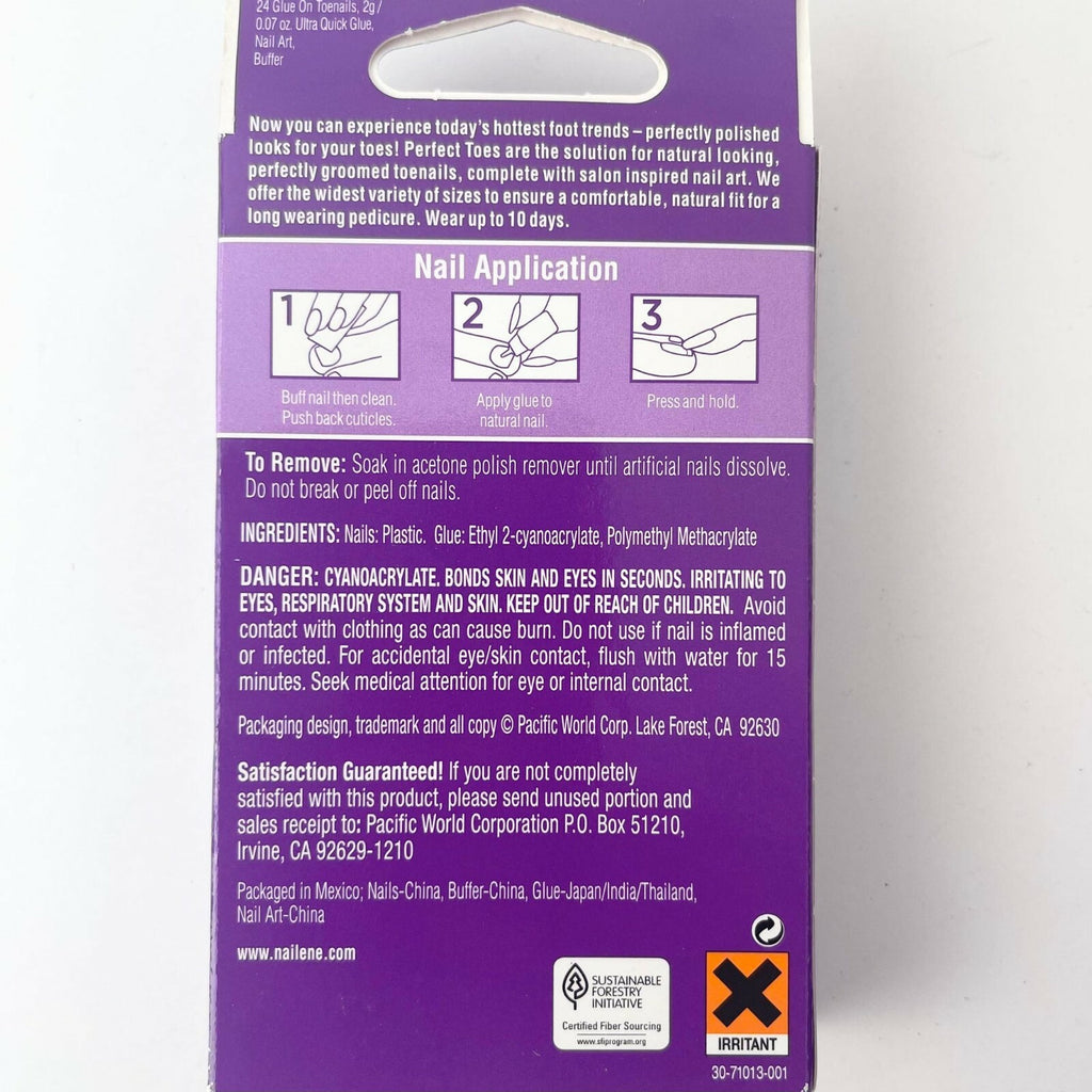 3-Pair Short Toe Nails Set with Nail Art & Glue | Perfect Toes