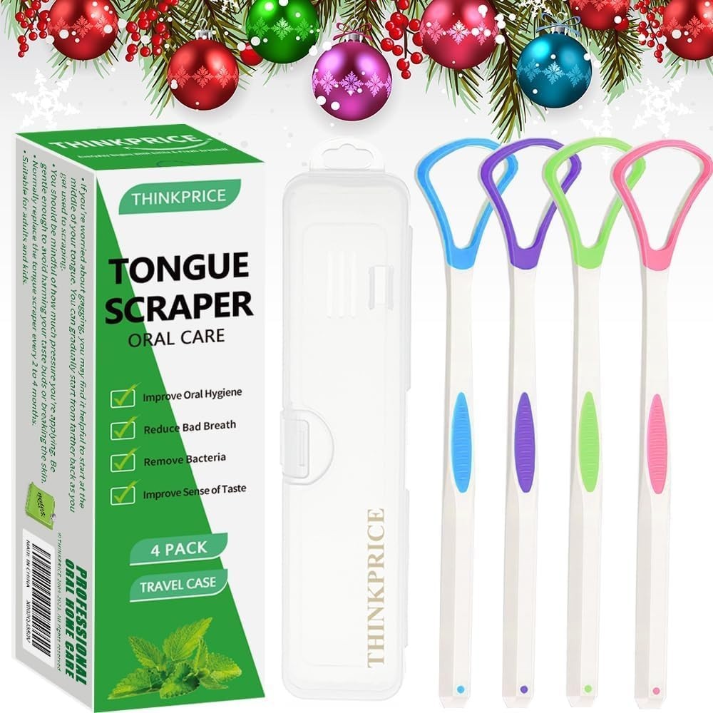 BPA-Free Tongue Scraper with Travel Case for Oral Hygiene - Reusable and Gentle Cleaning