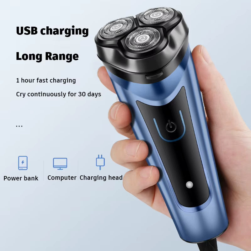 Men's Rechargeable Waterproof Rotary Electric Shaver with 4D Floating Blades