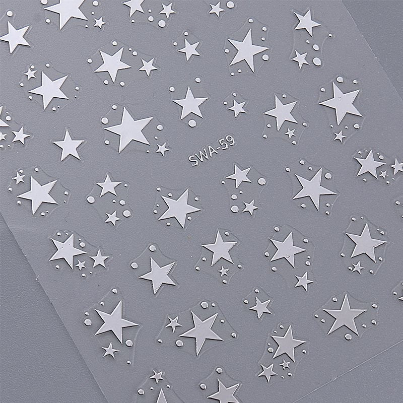 Gold Silver Star Nail Art Stickers Self-Adhesive Tiny Star Dots 1 Sheet