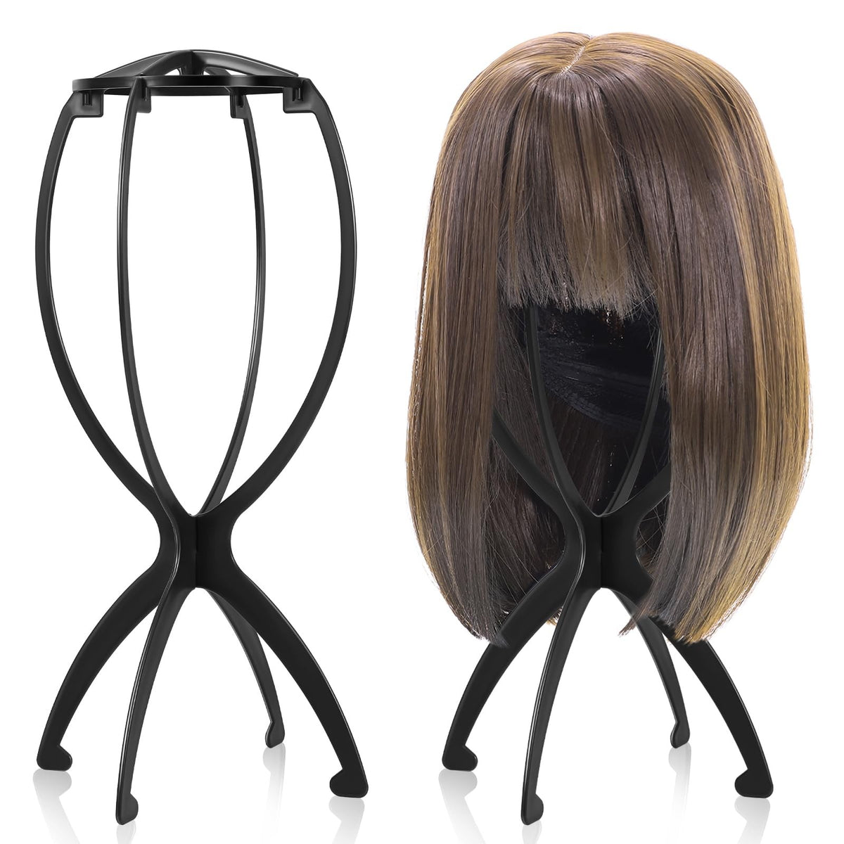 Portable Wig Stand Holder for All Wigs - 2 Pack, Black