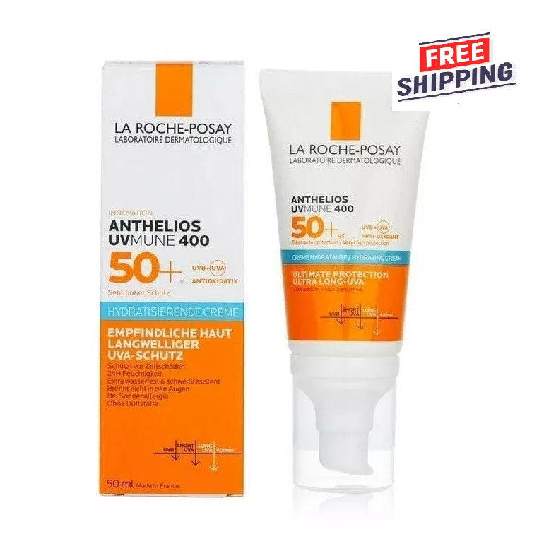 SPF 50+ Moisturizing Sunscreen Cream for Sensitive Skin - Water-Resistant, Dermatologically Tested