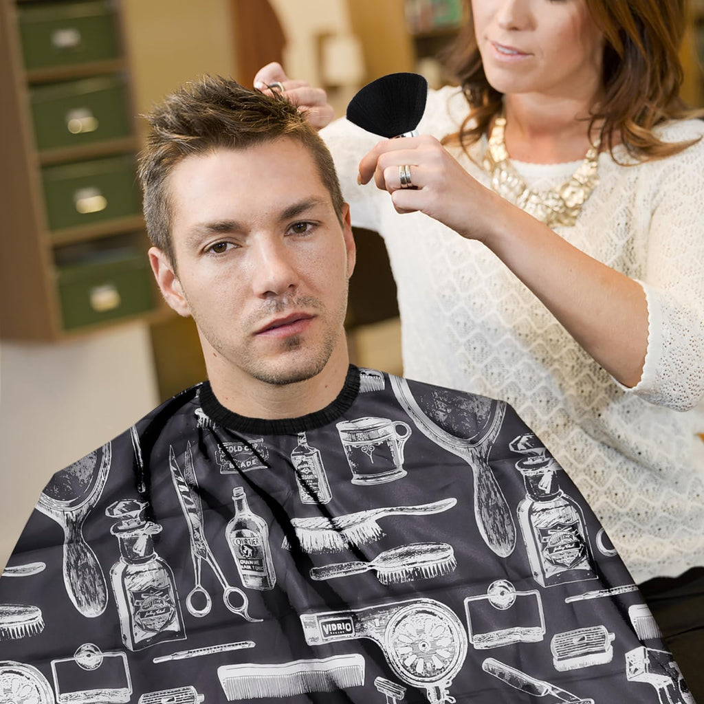 Hair Cutting Barber Cape with Neck Duster & Brush Set for Salon & Home Use