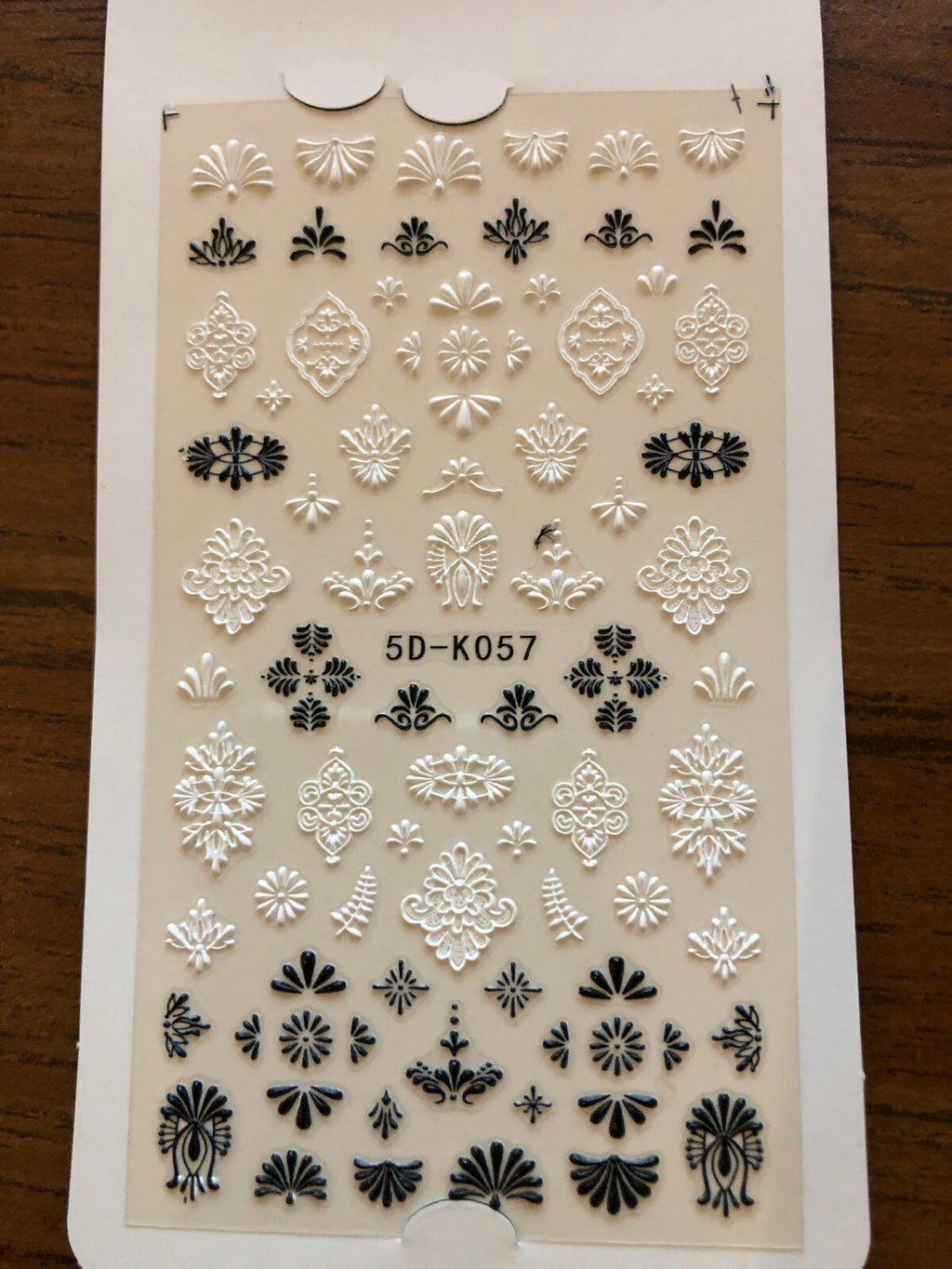 Black White Flower Nail Art Stickers - 5D Embossed Decor for Nails, Wedding & DIY