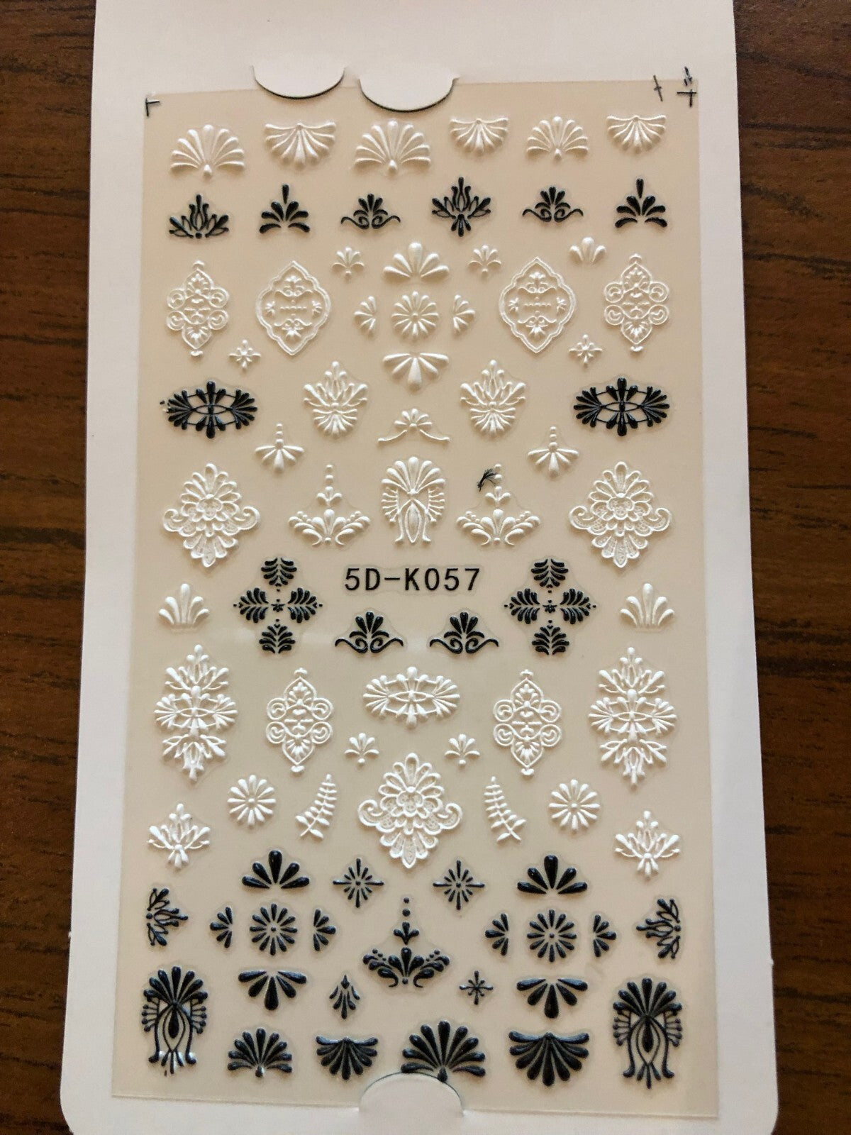 Black White Flower Nail Art Stickers - 5D Embossed Decor for Nails, Wedding & DIY