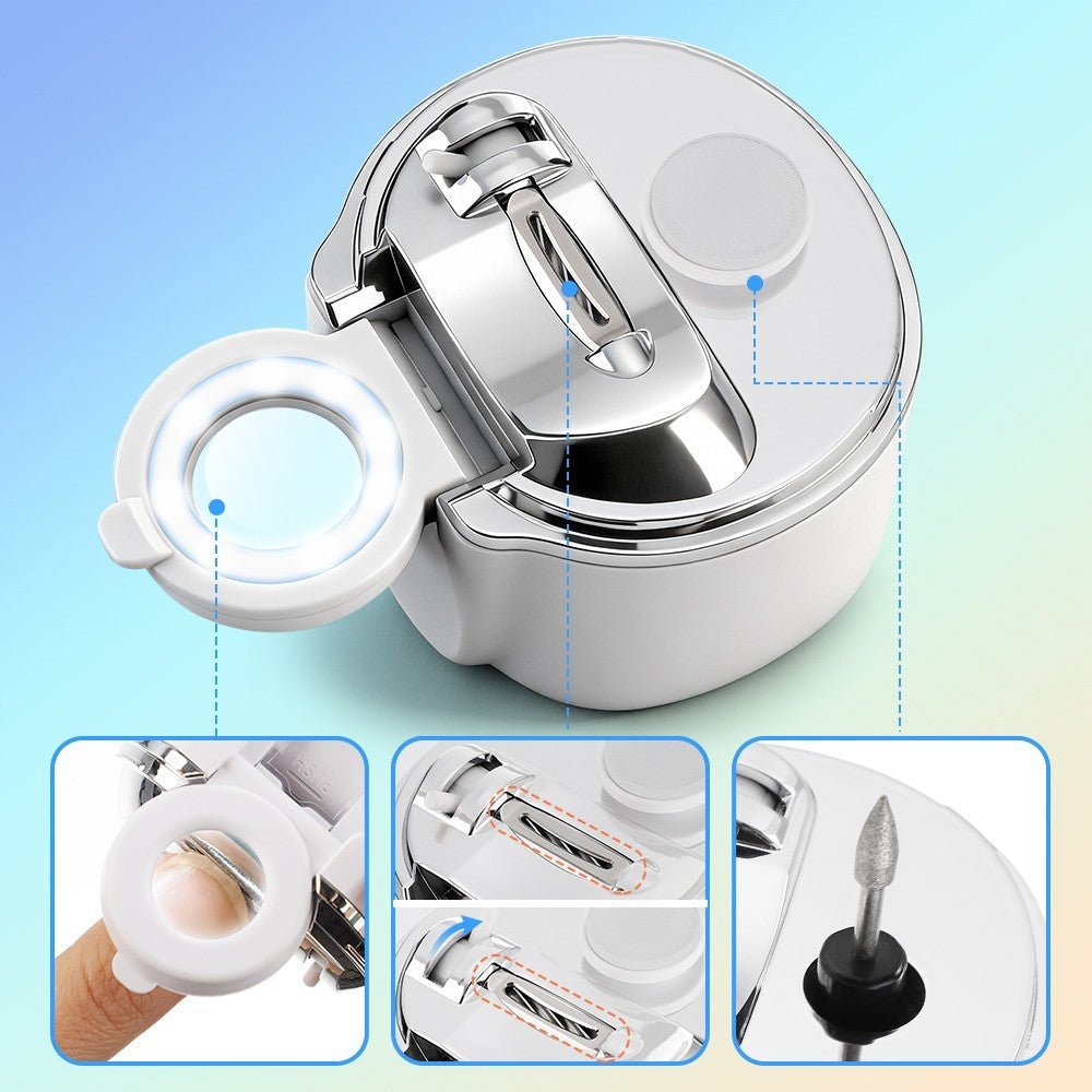 Electric Nail Clipper Set for Seniors and Kids with Magnifier & LED Light