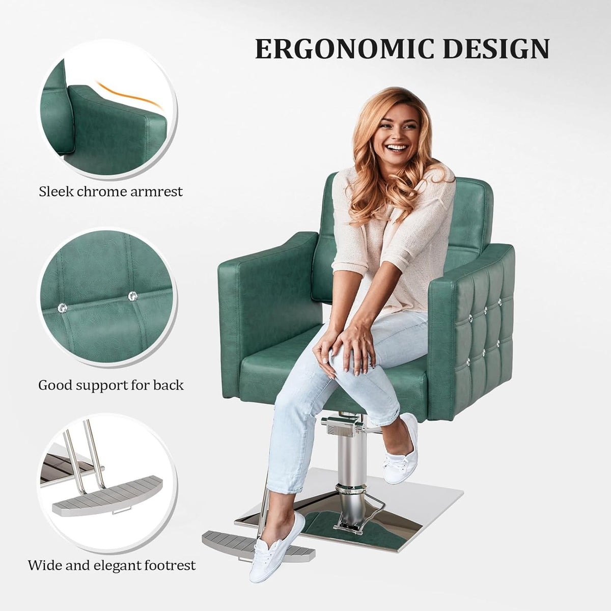 Hydraulic Barber Chair for Hair Salon & Home Use - Green